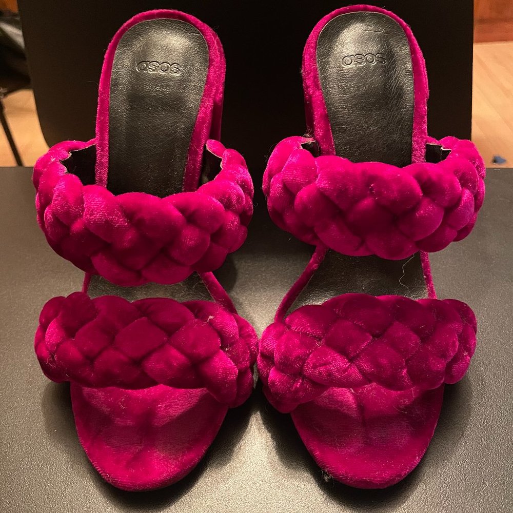 ASOS Velvet Heels - Deep Pink/Burgundy